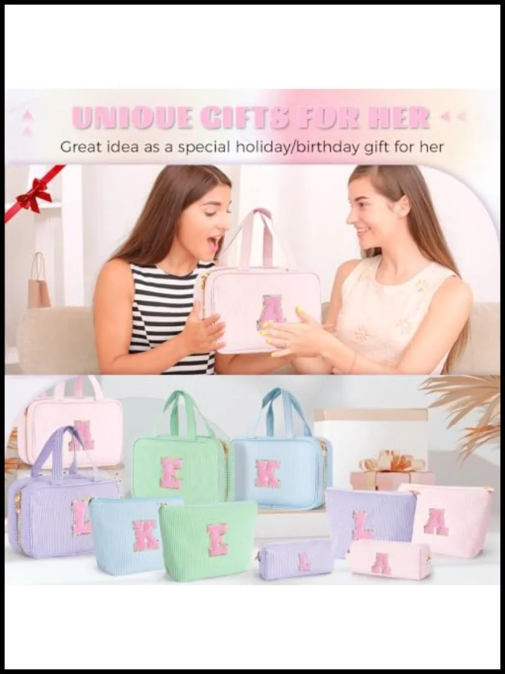 Personalized Toiletry Bag Makeup Bag Set Canvas Zipper Travel Organizer